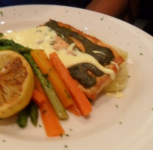 Grilled Salmon with Pesto and Hollandaise
